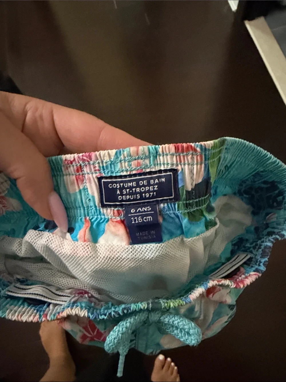 Vilebrequin Kids Turquoise Floral & Turtle Swim Trunks